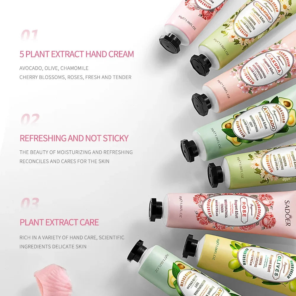 SADOER Fruit & Plant Scented Hand Cream Collection (5-Piece)