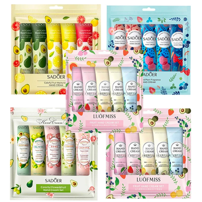 SADOER Fruit & Plant Scented Hand Cream Collection (5-Piece)