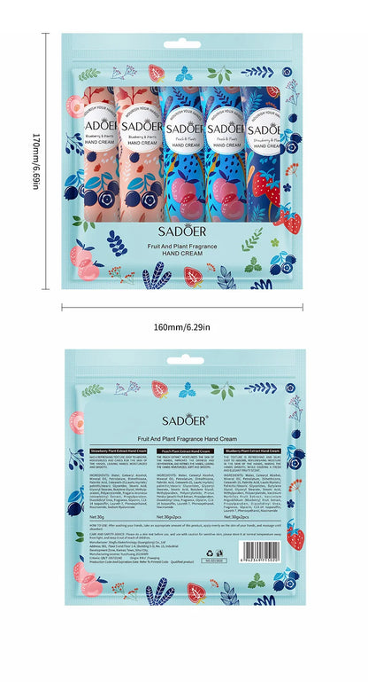 SADOER Fruit & Plant Scented Hand Cream Collection (5-Piece)
