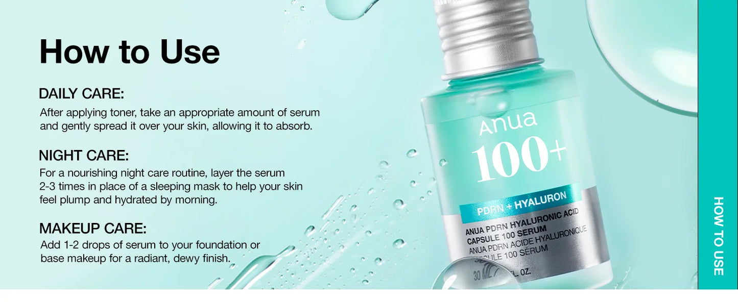 Anua Korean Skincare PDRN Hyaluronic Acid Capsule 100 Serum (30 ml)